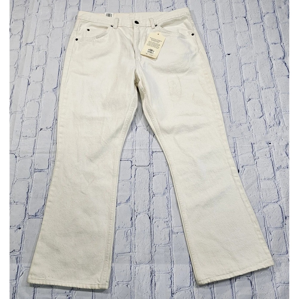 Levi's Jeans Orange Tag 517 Bootcut Crop Kick Flare Ivory Off White WOMENS SZ 32